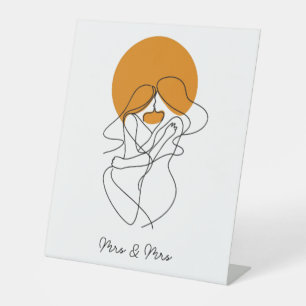 Elegant Minimalistic Lesbian Line Art Pedestal Sign