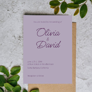 Elegant minimalistic lilac haze Wedding Invitation