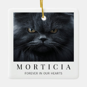 Elegant Minimalistic Modern Cat Photo Memorial  Ceramic Ornament