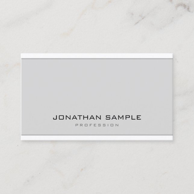 Elegant Minimalistic Modern Grey White Sleek Plain Business Card (Front)