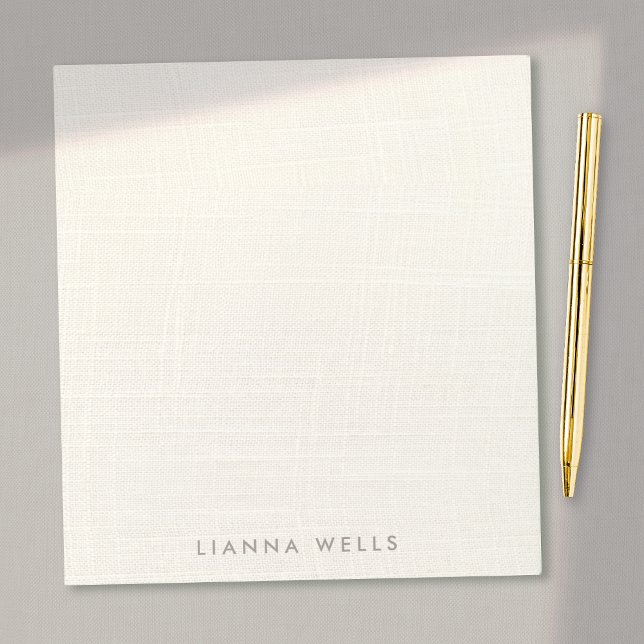 Elegant  Minimalistic Personalised Linen (image)  Notepad (Ivory Linen background notepad - EXPLORE COLLECTION BELOW)