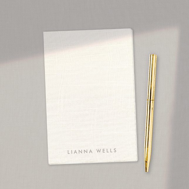 Elegant  Minimalistic Personalised Linen (image)  Post-it Notes (Elegant ivory linen background post-it notes - EXPLORE COLLECTION BELOW)
