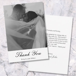 Elegant Minimalistic Personalised Message Wedding Thank You Card
