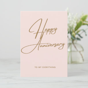 Elegant Minimalistic Pink Blush Happy Anniversary Holiday Card