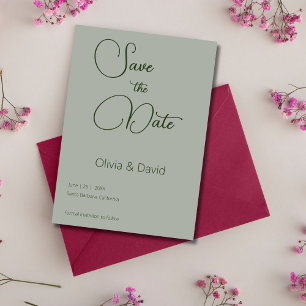 Elegant minimalistic Sage Green Wedding Invitation