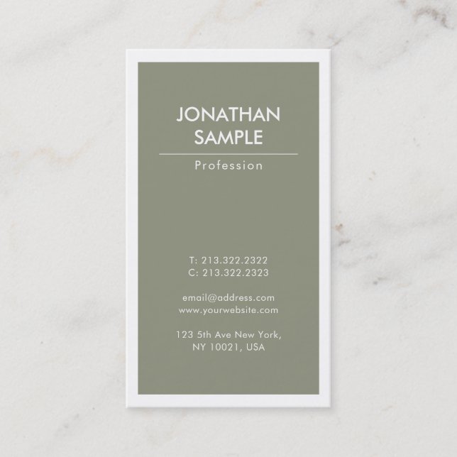 Elegant Minimalistic Trendy Plain Luxury Modern Business Card (Front)