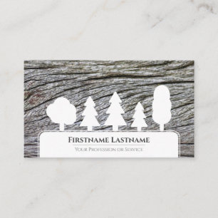 Elegant minimalistic white trees style wood grain business card