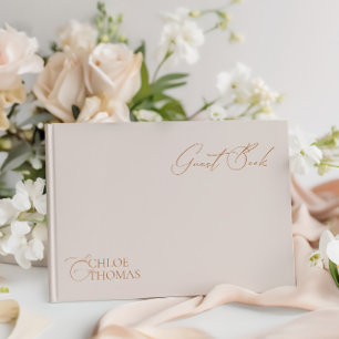 Elegant Minimlaist Pearl Colour Wedding Guest Book