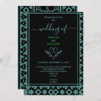 Elegant Mint and Black Wedding Invitation