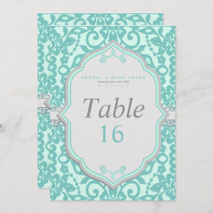 Elegant Mint and Grey Table Number Card