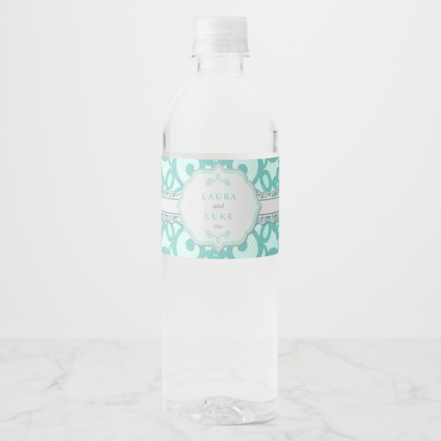 Elegant Mint and Grey Water Bottle Label (Front)
