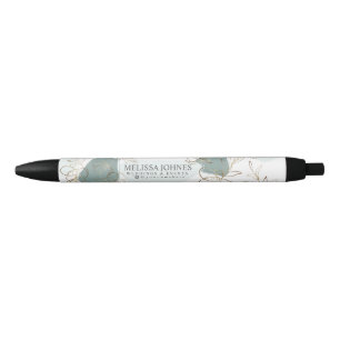 Elegant Mint and Moss Green Personalised Ink Pen