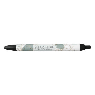 Elegant Mint and Moss Green Personalised Ink Pen