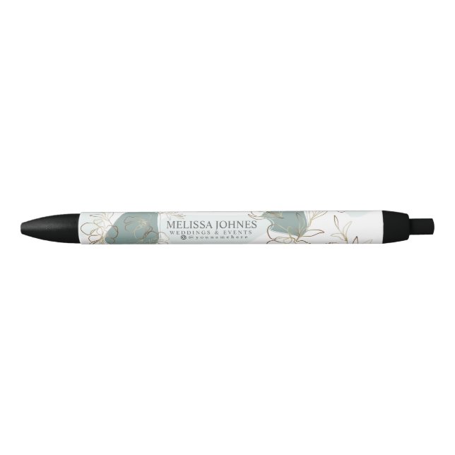 Elegant Mint and Moss Green Personalised Ink Pen (Front)