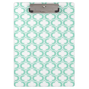 Elegant Mint Blue White Lattice Pattern Clipboard