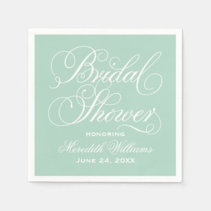 Elegant Mint Calligraphy Wedding Bridal Shower Napkin