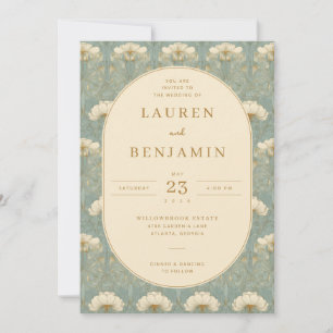 Elegant Mint Floral Pattern Invitation