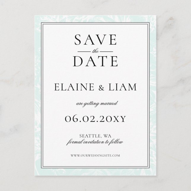 Elegant Mint Floral Wedding save the date Announcement Postcard (Front)