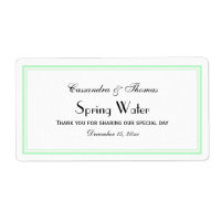 Elegant Mint Framed H Water Bottle Label