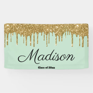 Elegant Mint & Gold Graduation Party Class of 2024 Banner