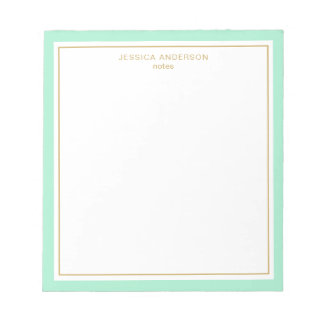 Elegant Mint Gold Personalised Notepad
