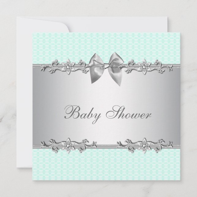 Elegant Mint Green Baby Shower Invitation (Front)