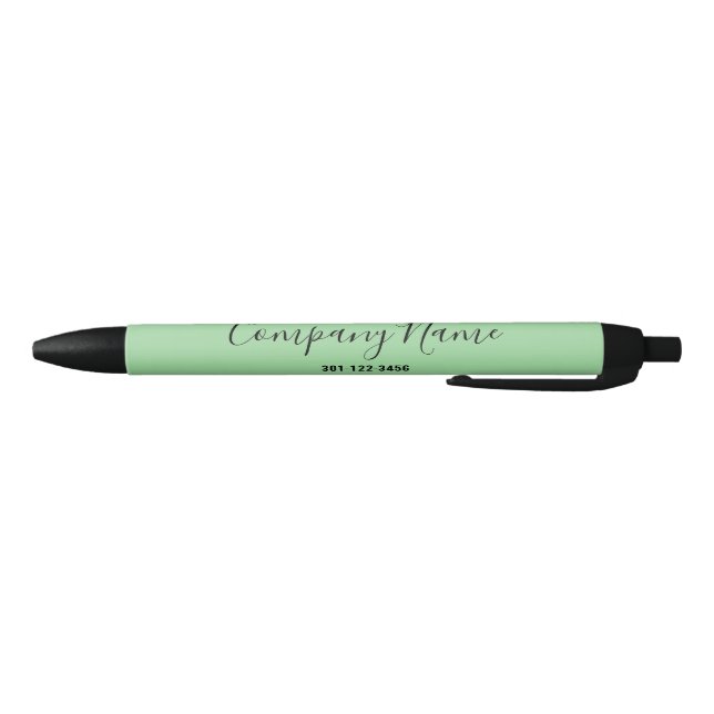 Elegant Mint Green Black Phone Number & Script  Ink Pen (Bottom)