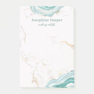 Elegant Mint Green Geode Gold Glitter Marble Agate Post-it Notes