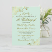 Elegant Mint Green & Gold Classic Formal Wedding