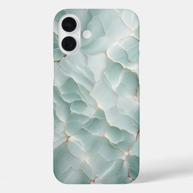 Elegant Mint Green Gold Marble Pattern Phone Case (Back)
