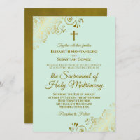 Elegant Mint Green & Gold Modern Catholic Wedding