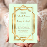 Elegant Mint Green Gold Vintage 1920s Deco Wedding