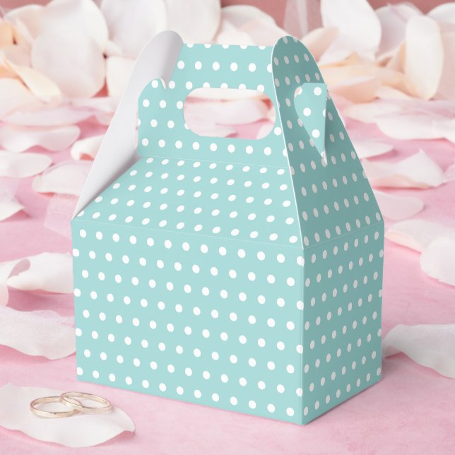 Elegant Mint Green Light Aqua Teal Dotted Pattern Favour Box (Wedding)