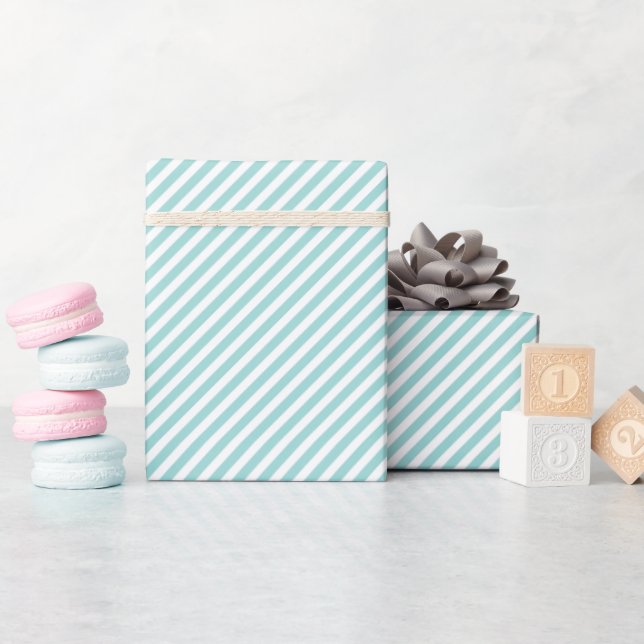 Elegant Mint Green Light Aqua Teal Stripes Pattern Wrapping Paper (Baby Shower)