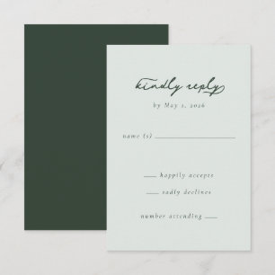 Elegant Mint Green Minimalist RSVP Card