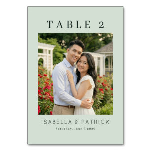 Elegant Mint Green Photo Table Number