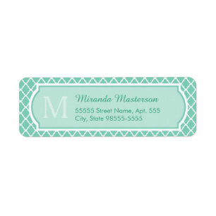 Elegant Mint Green Quatrefoil Monogram With Name