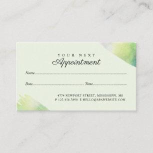 Elegant Mint Green Watercolor Dragonfly Appointment Card