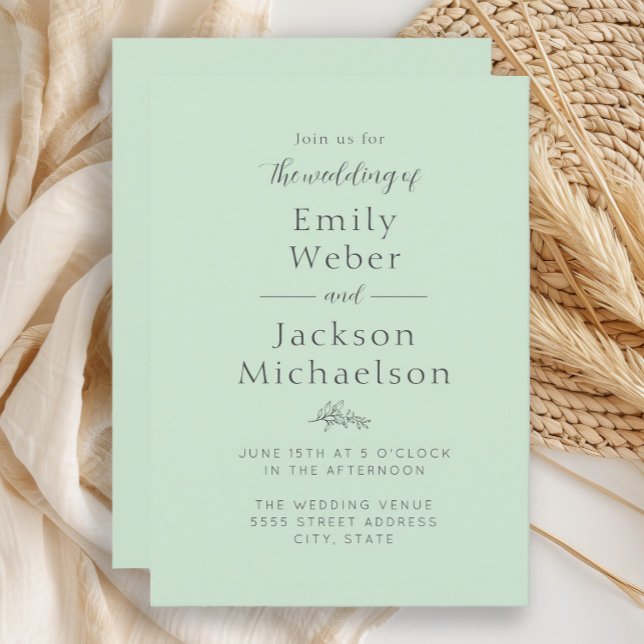 Elegant Mint Green Wedding Invitation (Mint green wedding invitation)