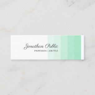 Elegant Mint Green White Calligraphed Modern Mini Business Card