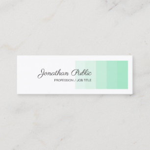 Elegant Mint Green White Handwriting Script Modern Mini Business Card