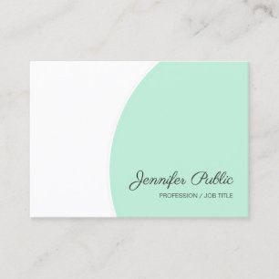 Elegant Mint Green White Modern Handwriting Script Business Card