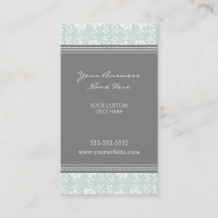 Elegant Mint Grey Damask Business Cards
