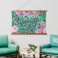 Elegant Mint Leopard Print and Floral Design