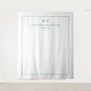 Elegant Mint Minimalist Initials Tapestry