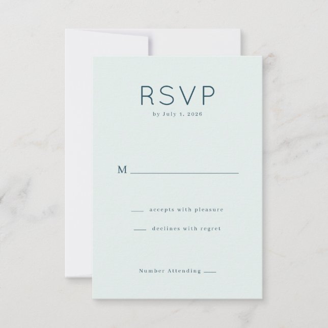 Elegant Mint Minimalist RSVP Card (Front)