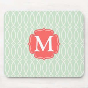 Elegant Mint Modern Trellis Personalised Mouse Pad