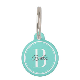 Elegant Mint Monogram Pet Tag