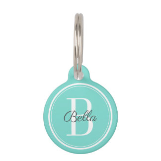 Elegant Mint Monogram Pet Tag