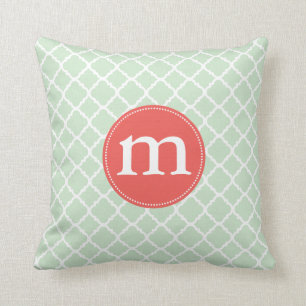 Elegant Mint Moroccan Quatrefoil Personalised Cushion
